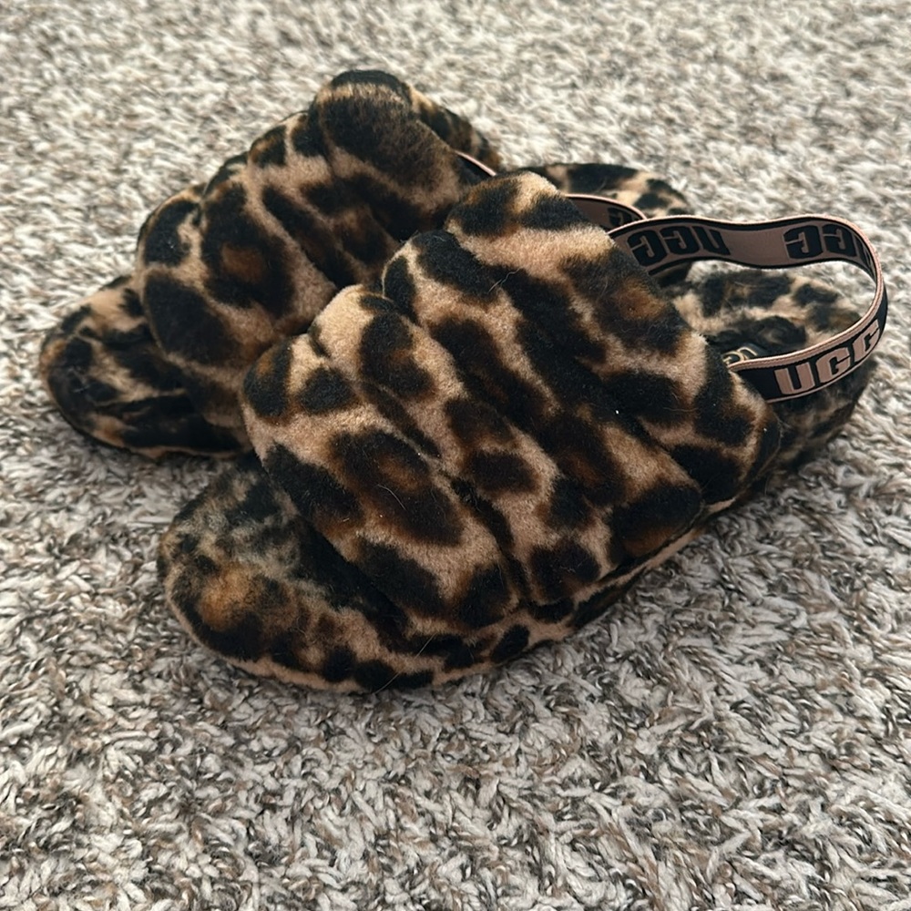 UGG Fluff Yeah Spotty Slide Slippers Leopard Women